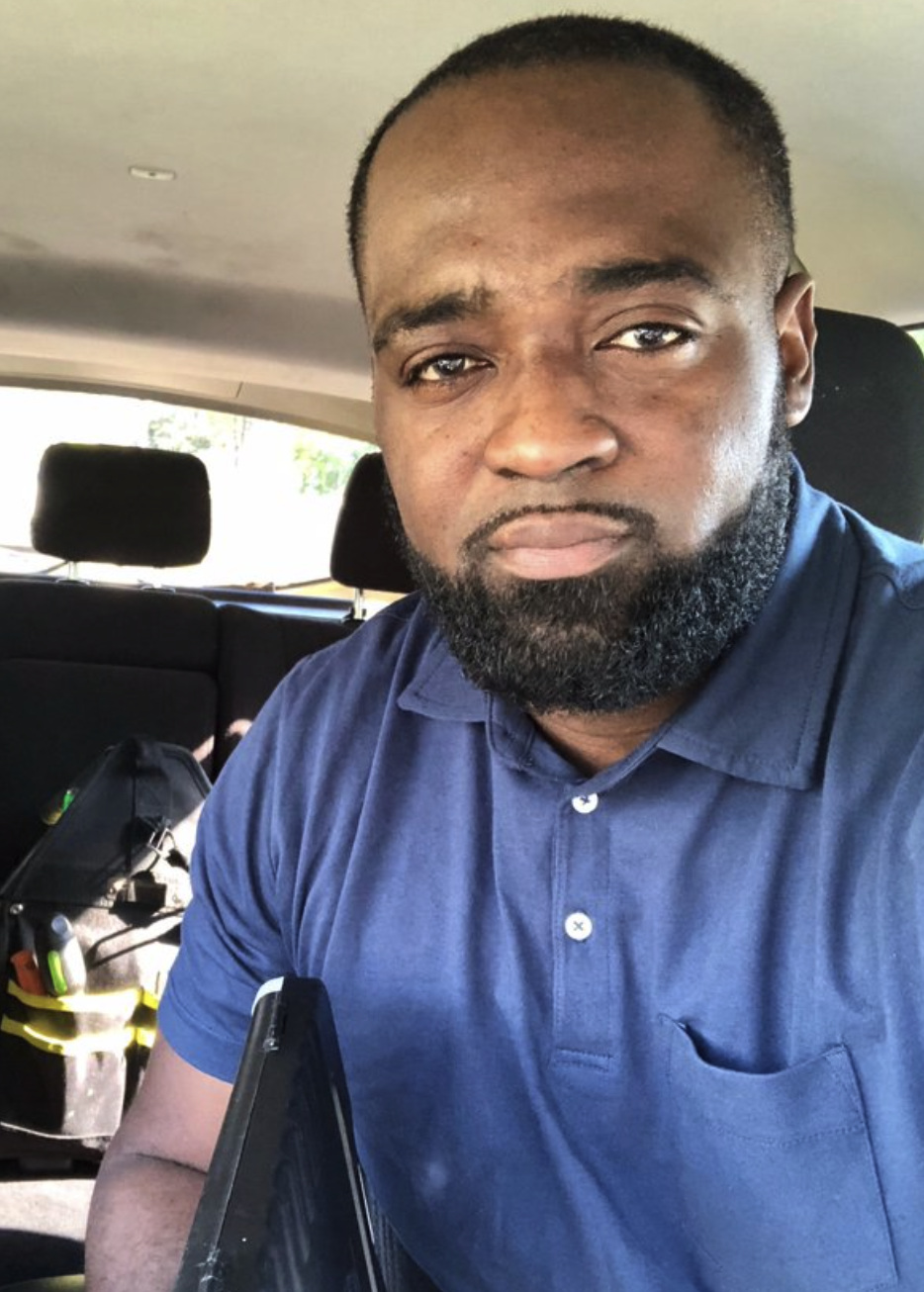 Rodney Penas — owner and lead technician of RP Appliance Tech Services, in his work truck on Long Island