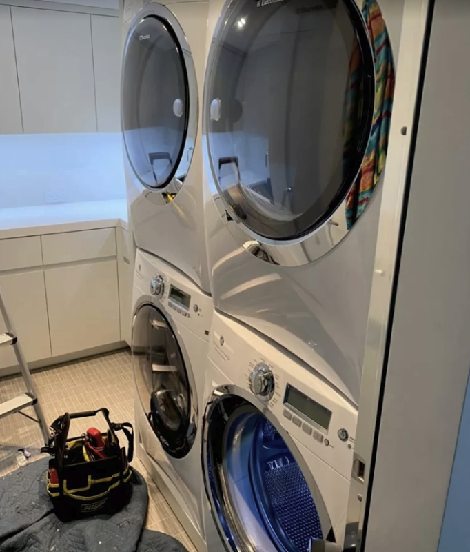 Stacked Electrolux washer and dryer service and install